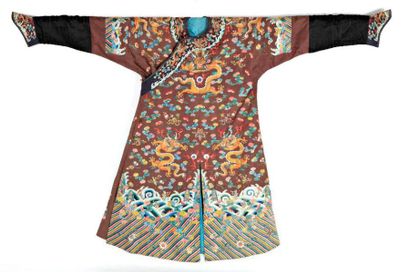 null JiFu ou robe dragon, Chine, dynastie Qing, fin XIXe début XXe siècle, fond taffetas...