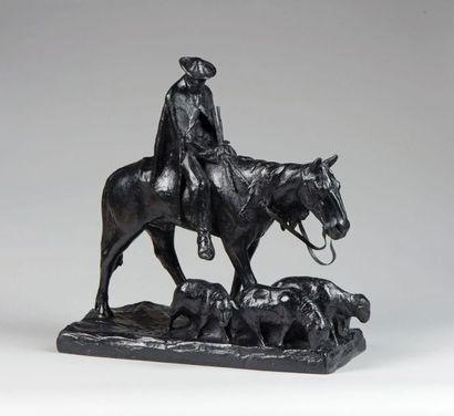 Arthur HOFFMANN (1874-1950) « Berger à cheval »

Epreuve en bronze à patine noire

Signée...