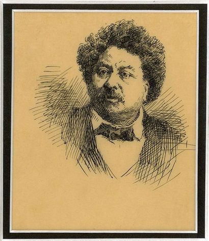 null Attribué à Pierre Jean DAVID D'ANGERS (1788-1856), "Alexandre DUMAS", dessin...