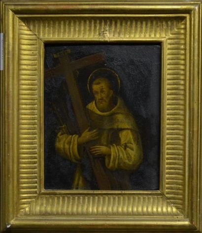 null Ecole du XVIIème s., "Moine portant la croix", huile sur cuivre

15.5 x 12 ...