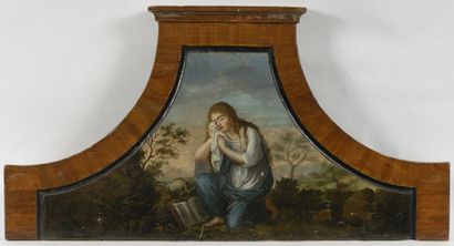 null Paire d'écoinçon "Marie Madeleine" et "Saint Jérôme", HSP, 36,5 x 71 cm