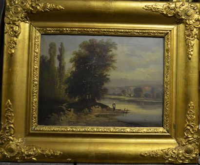 null Ecole française du XIXème s., "Bord de rivière", huile sur toile réentoilée

23...