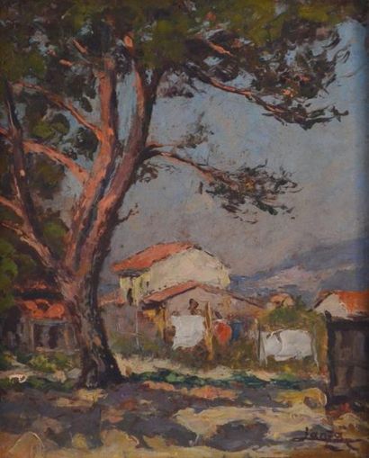 Louis LANZA (XX) " Paysage à la Capte, Hyères" Huile sur panneau, signée en bas à...