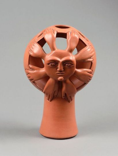 Jean MARAIS (1913-1998) "Le soleil" circa 1960,sculpture en terre cuite, signée....