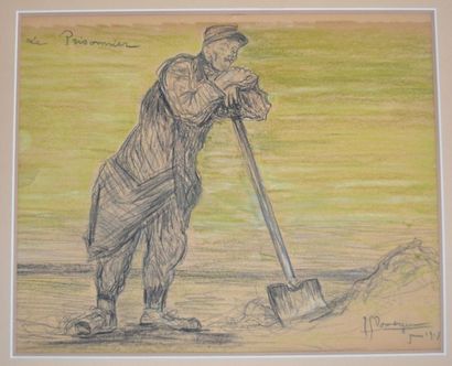 Jean Gabriel DOMERGUE (1889-1962) "Soldat de 14-18" Pastel et crayon. Signé en bas...