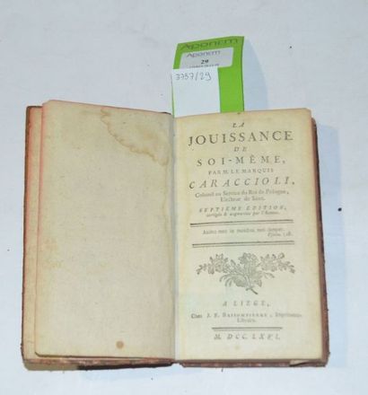 null CARACCIOLI (marquis de) "La jouissance de soi-même" septième édition, chez J....