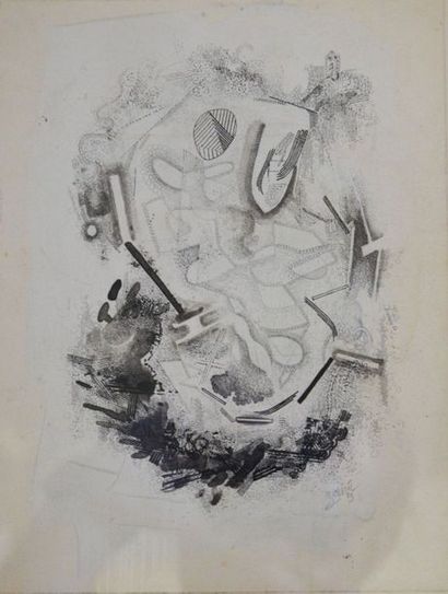YERSIN Albert Edgar (1905-1984) "Composition" dessin sur papier signé en bas à droite...