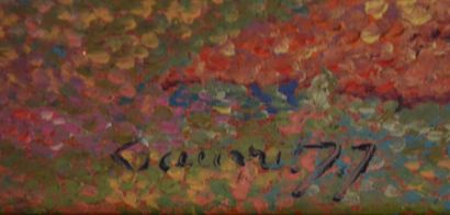 Jean Jacques GAUVRIT (1948) "Nu au tapis rouge" Huile sur toile, signée en bas à...