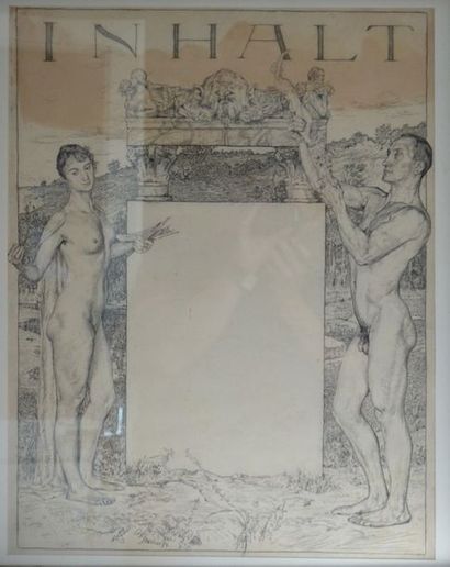 null  "Inhalt" 1893, gravure, signée et datée "1893 Leipzig". 58 x 44,5 cm