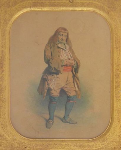 Charles BAUGNIET (1814-1886) "Portrait d'homme du XIXe siècle" Dessin couleur aux...
