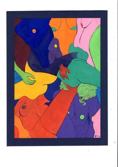 Adrien Quan « World Wide Flashing » encre/gouache. 21 x 29,7 cm