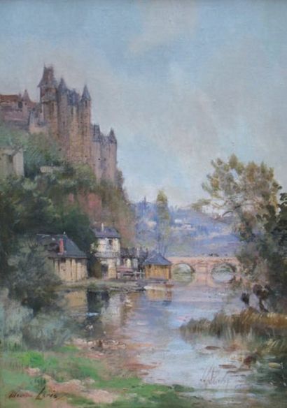 LEVIS Maurice (1860-1940) «Le château de Luzarches» Huile sur toile Signé en bas...