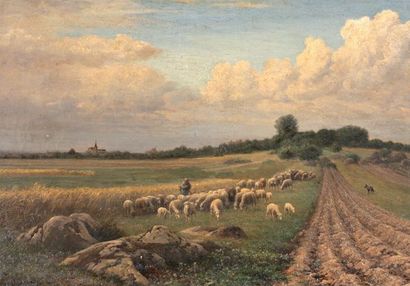 CHAIGNEAU Jean-Ferdinand (1830-1906) « Le père Chicoré dans la plaine de Chailly»...