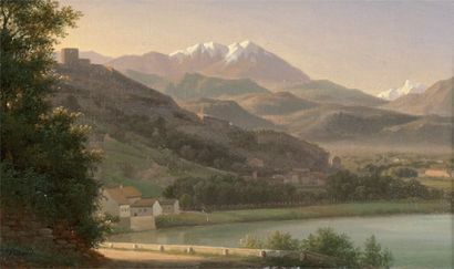 BIDAULT Jean Josephe Xavier (1758-1856) «Le Lac du Bouget à Grenoble» Huile sur toile...