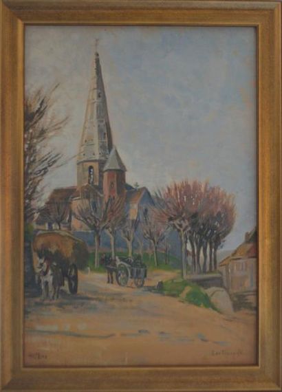 Alexandre Mathurin PECHE (1872-1940) "Eglise de Sartrouville" gouache sur carton,...