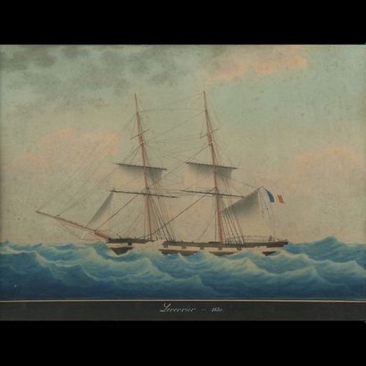Joseph Honoré Maxime PELLEGRIN (1793-1869) "Vue de travers, babord amure par mer...