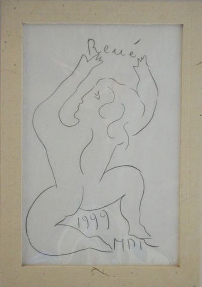 null Marco DEL RE (1950) "Femme nu de dos" crayon, signé en bas à droite, daté 1999,...