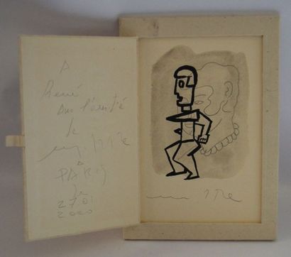 null Marco DEL RE (1950) "Homme de profil et visage" encre, aquarelle et crayon,...