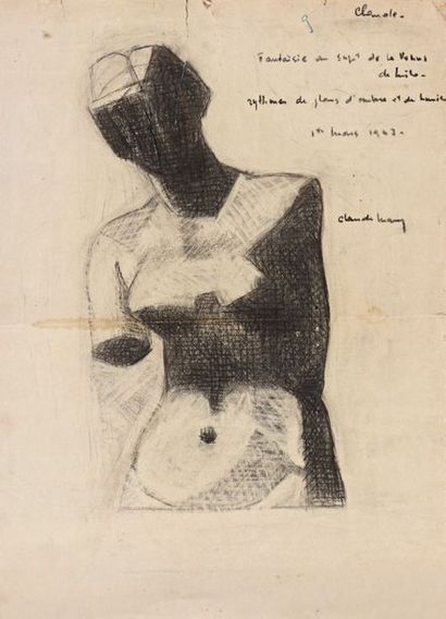  MARY Claude (1929) "Fantaisie au sujet de la Vénus de milo" crayon noir sur papier...
