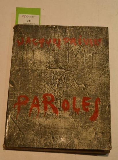 null Jacques PREVERT "Paroles" Le calligraphe. 1945. Broché. Couverture de Brass...