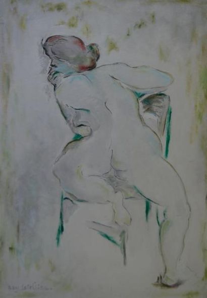 Raymond dit "Ray" LETELLIER" (1921-2014) Hommage à Toulouse Lautrec, huile sur toile,...