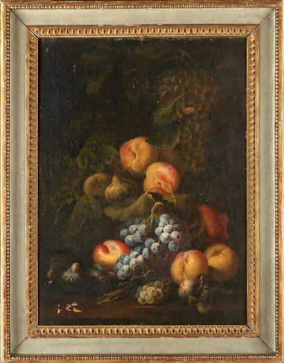 Giovanni Paolo CASTELLI, dit SPADINO Nature morte aux pêches, raisins et figues

Huile...