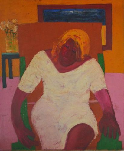 Jean-Pierre TACK (1941) "Femme assise" Huile sur toile, signée en bas à gauche. 60...