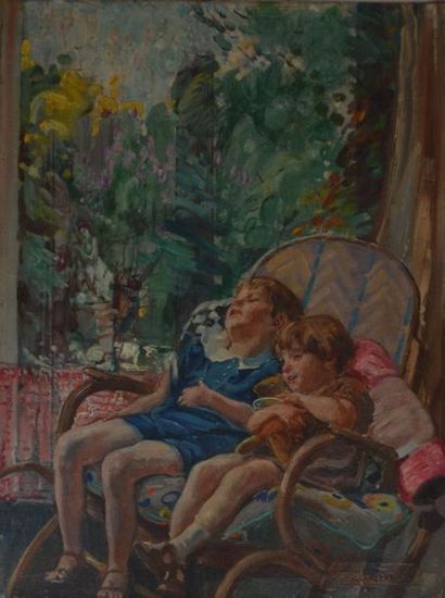Camille Nicolas LAMBERT (1876-1963) "Doux repos" Huile sur toile, signée et titrée...