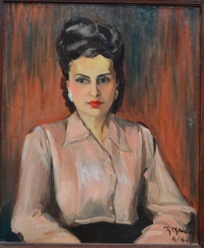 Charles CHAMBON (1876-1962) "Portrait de femme" Huile sur panneau, signée en bas...