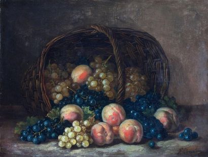 null F. CHEVALIER (XIXe-XXe) Nature morte aux fruits d'automne. Huile sur toile signée...