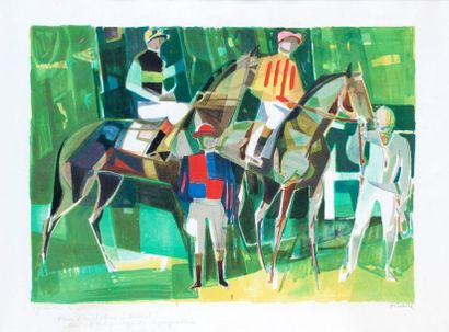 null Camille HILAIRE (1916-2004) Jockey Estampe en couleur. Epreuve d'artiste signée....