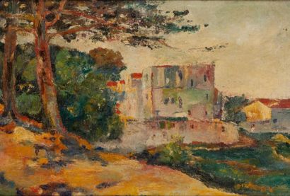 null ECOLE DEBUT XXe. Château Royal de Collioure. Huile sur toile. 28,2 x 40,8 cm....