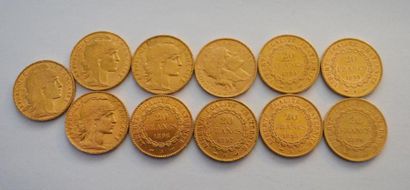 null ENSEMBLE de 11 pièces de 20 Francs OR ( 3x 1895, 2 x 1896, 1 x 1897, 1 x 1902,...