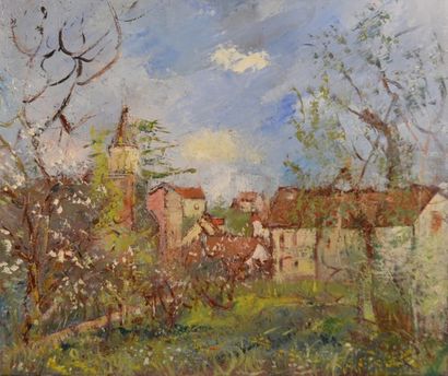 null ULYSSE JEAN-PAUL (1925-2011) "Jardin Printanier" Huile sur toile signée en bas...