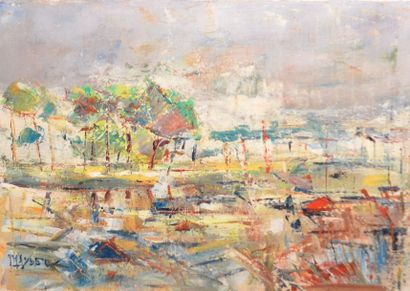 null ULYSSE JEAN-PAUL (1925-2011) "Le port" huile sur toile signée en bas à gauche...