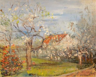 null ULYSSE JEAN-PAUL (1925-2011) "Les cerisiers en fleurs" huile sur toile signée...
