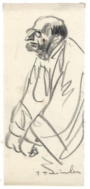 null Théophile Alexandre STEINLEN (1859-1923) "Portrait d'homme à lunettes" crayon....