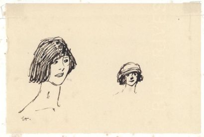 null Théophile Alexandre STEINLEN (1859-1923) "2 portraits de femme" encre, signée...