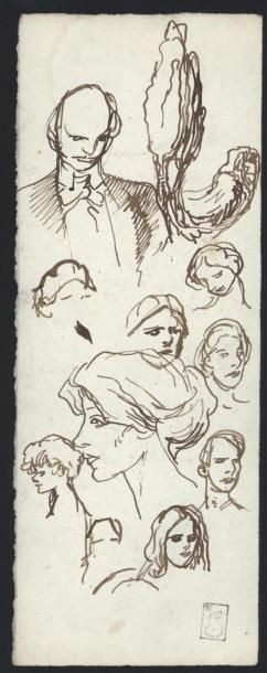null Théophile Alexandre STEINLEN (1859-1923) "Etude de visages" Recto-verso. encre....