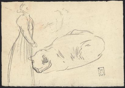 null Théophile Alexandre STEINLEN (1859-1923) "Etude de chat" crayon. Porte le cachet...