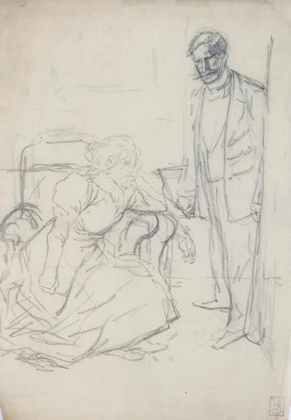 null Théophile Alexandre STEINLEN (1859-1923) "femme assise" crayon. Porte le cachet...