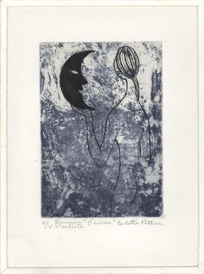 null Colette PETTIER (1907-1983). "Venus", Lithographie, signée dans la planche,...