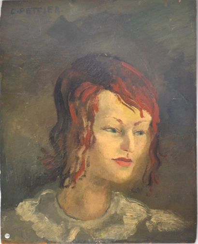 null Colette PETTIER (1907-1983), double composition : "portrait de jeune fille aux...