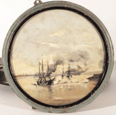 DURAND-BRAGIER Jean-Baptiste (1814-1879). Bombardement de Valparaiso par la flotte...