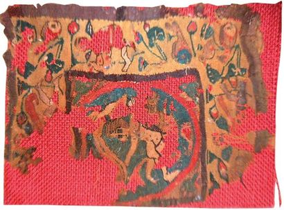 null FRAGMENTS DE TAPISSERIE COPTE, Egypte VIIIe siècle, lin et laine, fond écru,...
