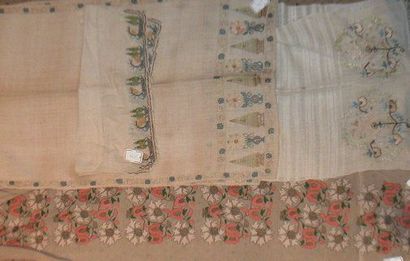 null réunion de quatre serviettes rituelles, Turquie, XIXe siècle, lin brodé en soie...