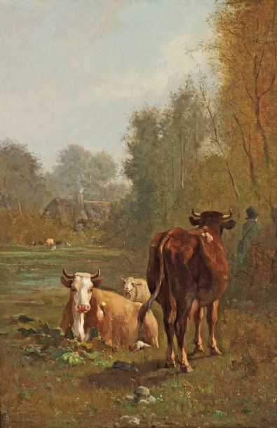 TROYON Constant (1810-1865) « Environs de Fontainebleau » Huile sur toile, titrée,...