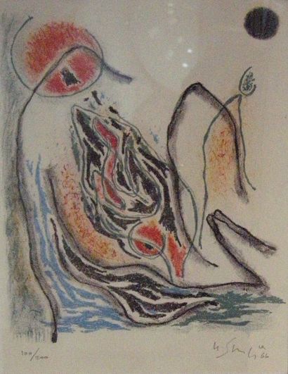 Gustave SINGIER (1909-1984) "Composition abstraite, Lithographie en couleur, signé...