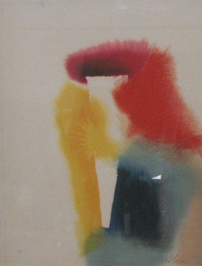Paul JENKINS (né en 1923) "Composition abstraite", Lithographie en couleur, signé...