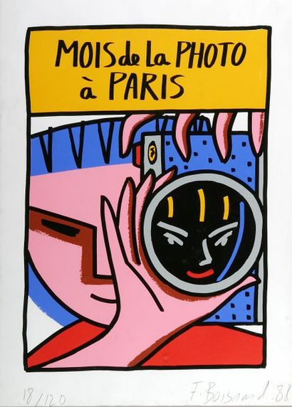 François BOISROND (né en 1959) "Mois de la photo à Paris", Affiche signé et daté...